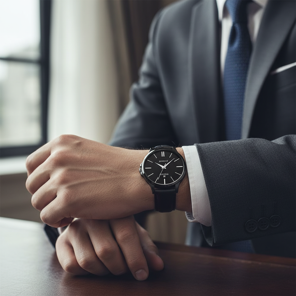 Men's Analog Leather Watch